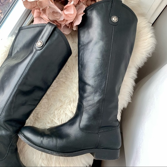 FRYE Melissa Button Black Tall Shaft Leather Boot - Picture 5 of 15